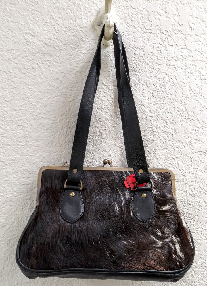 Handmade Hair On Hide and Calf Leather Purse