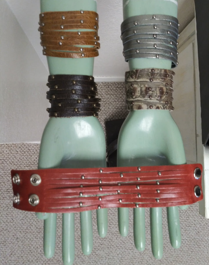 2" Fringe Studded Leather Bracelet