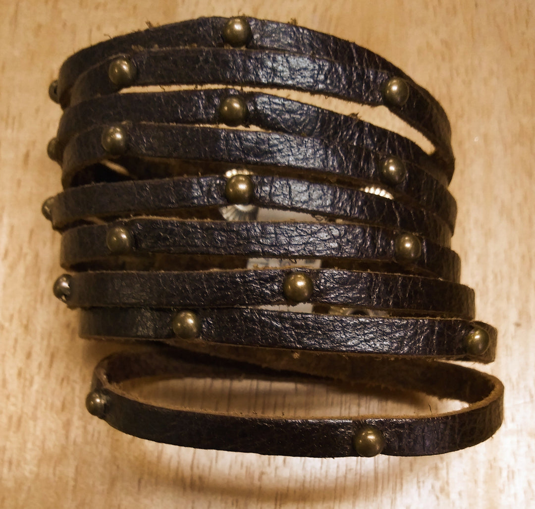 2" Fringe Studded Leather Bracelet