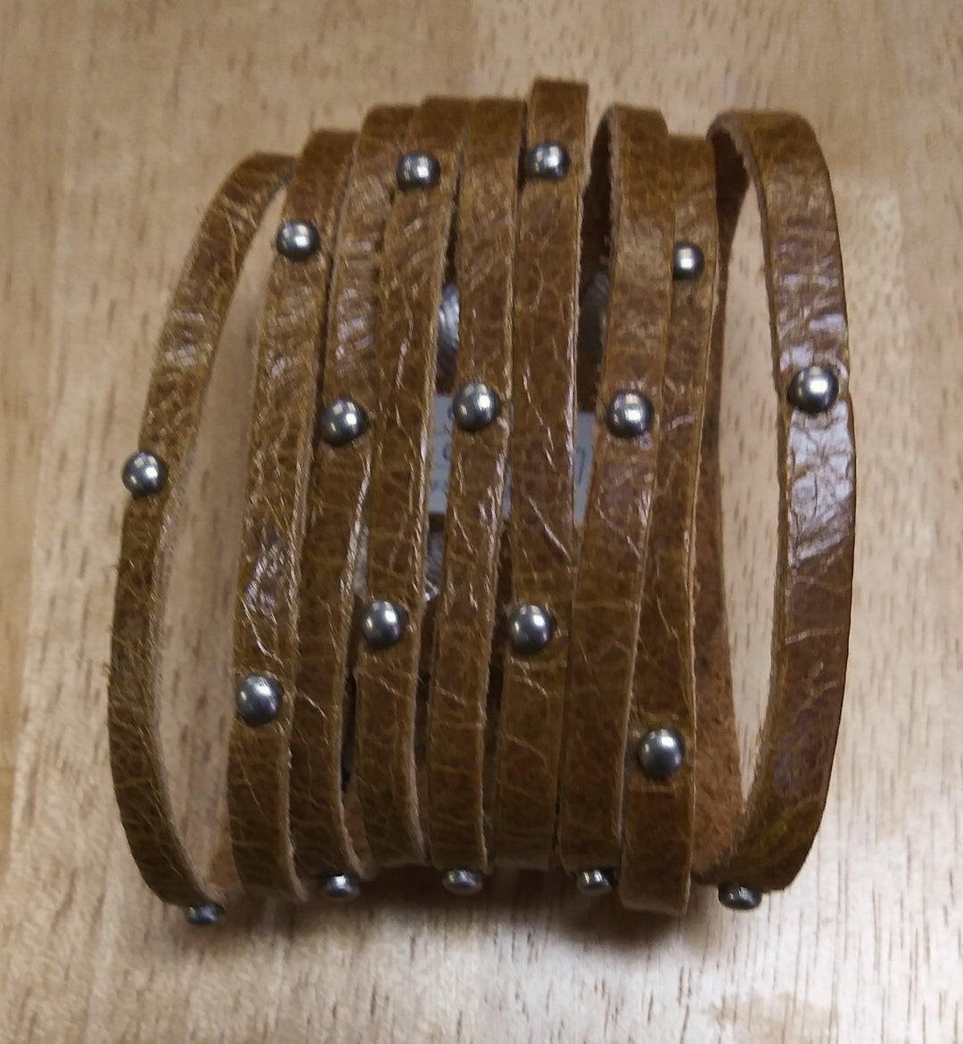 2" Fringe Studded Leather Bracelet