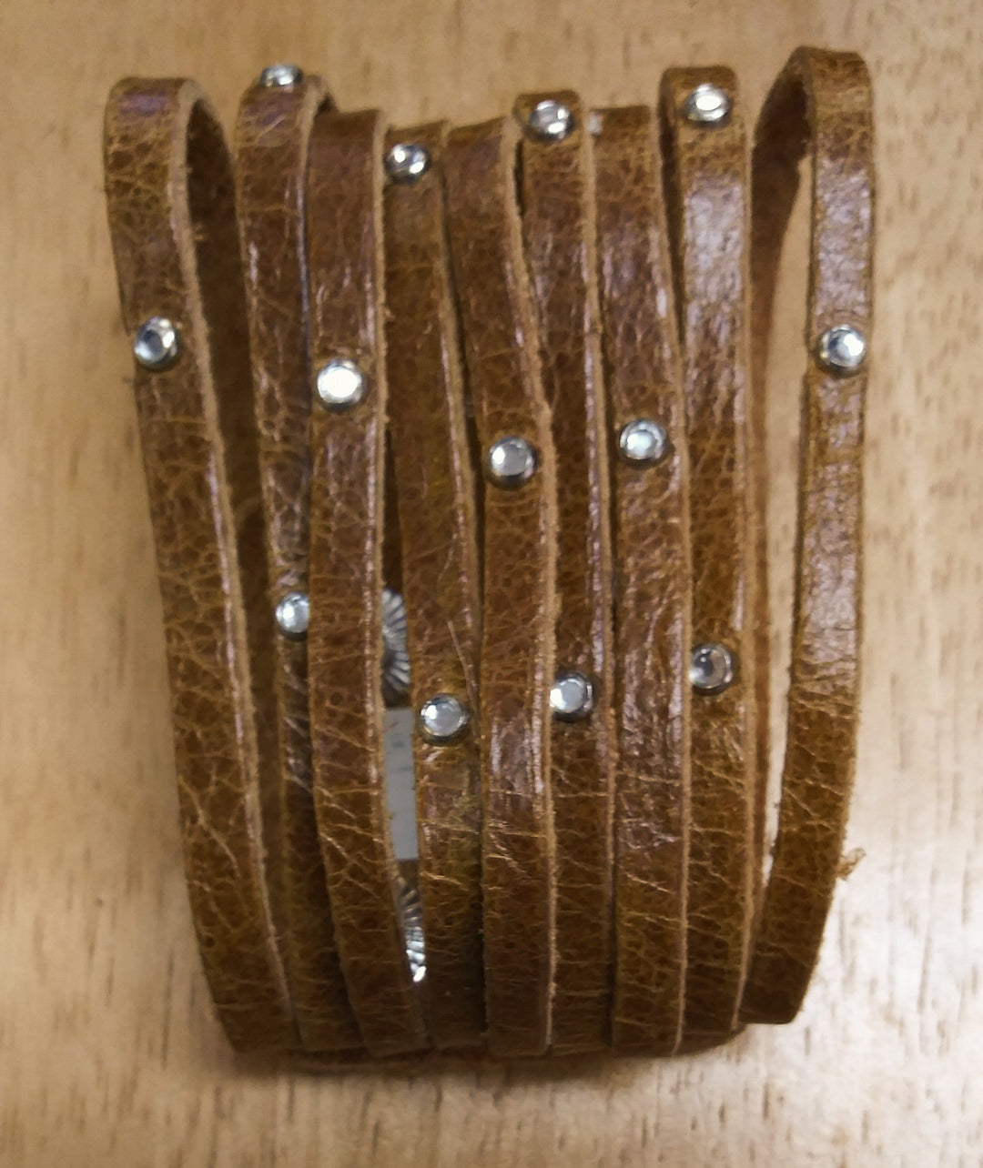 2" Fringe Rhinestone Studded Leather Bracelet