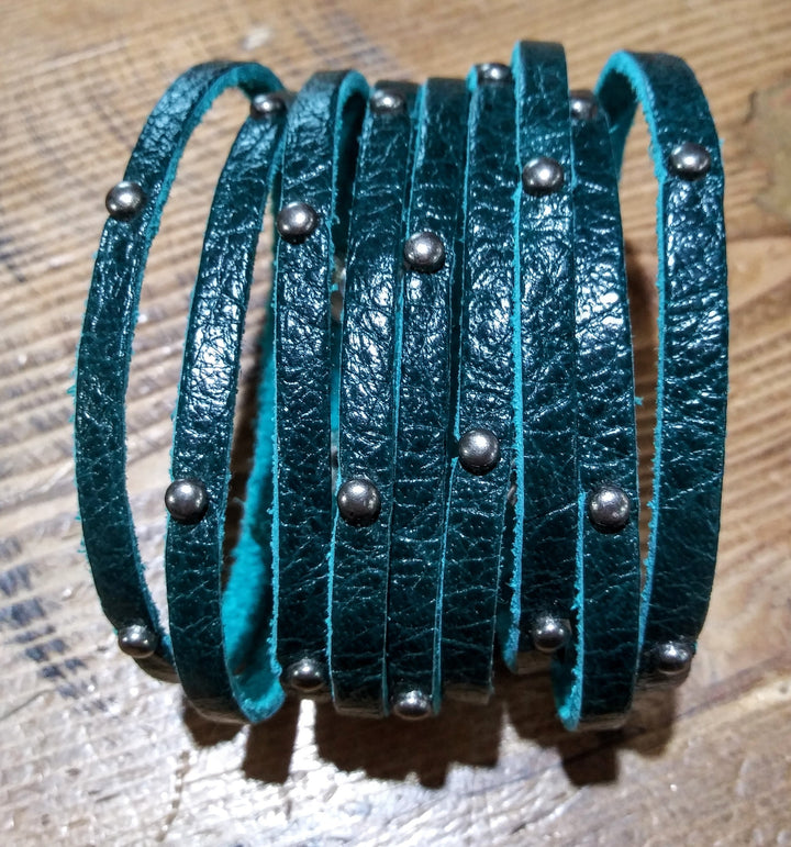 2" Fringe Studded Leather Bracelet