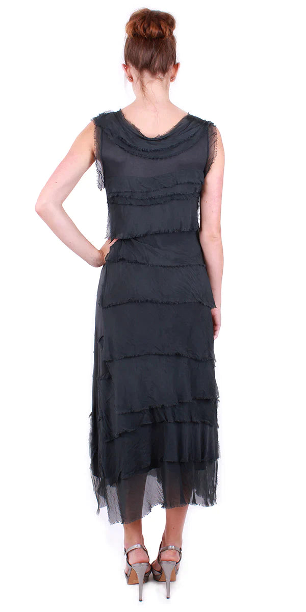 SIENA MAXI RUFFLED DRESS in CHARCOAL