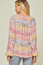 Multi-Colored Balloon Sleeve Blouse