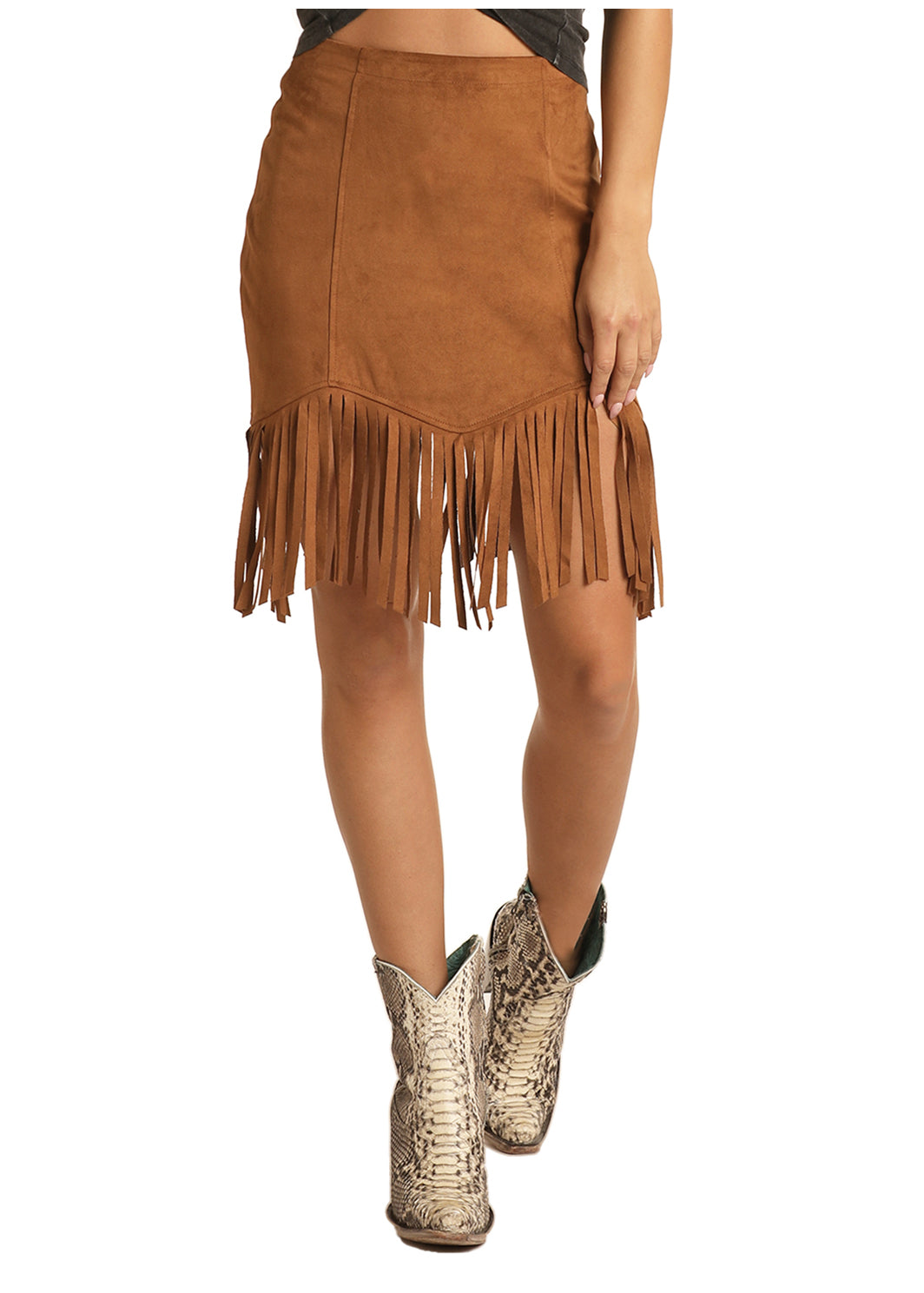 Panhandle Women's Fringe Micro Suede Skirt