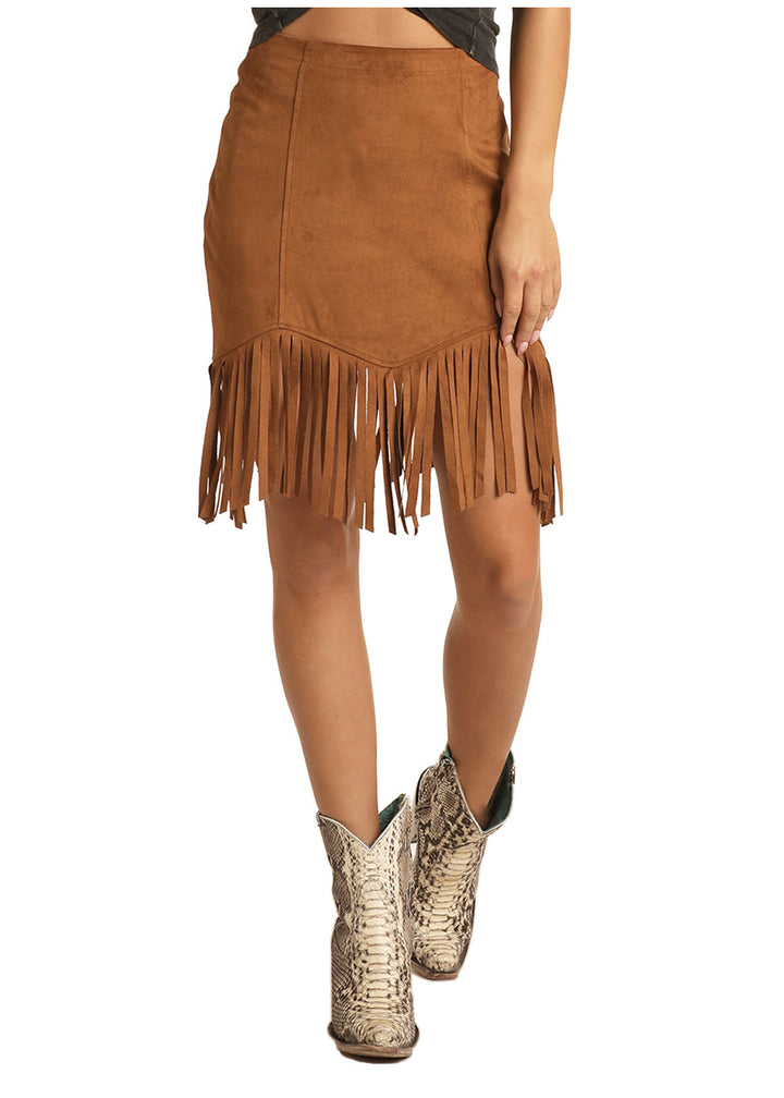 Panhandle Women's Fringe Micro Suede Skirt