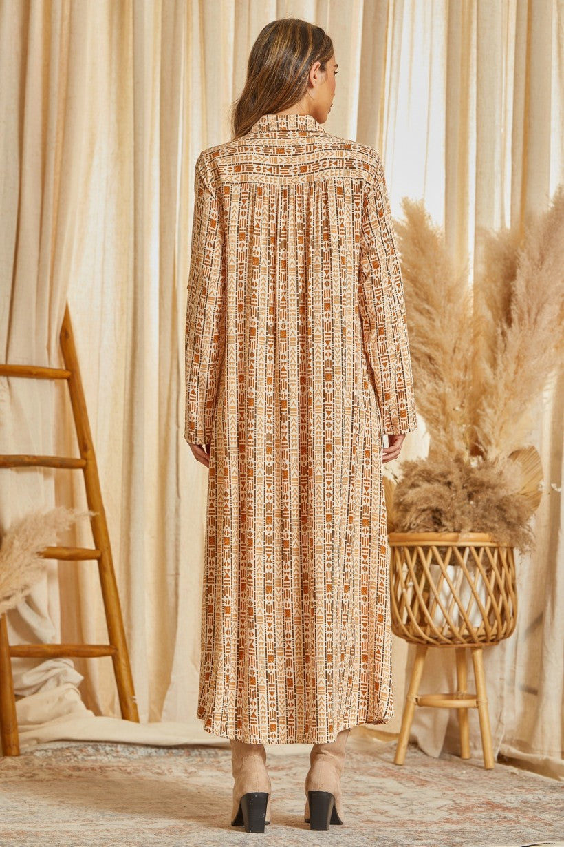 SAVANNA JANE MOCHA MAXI SHIRT DRESS