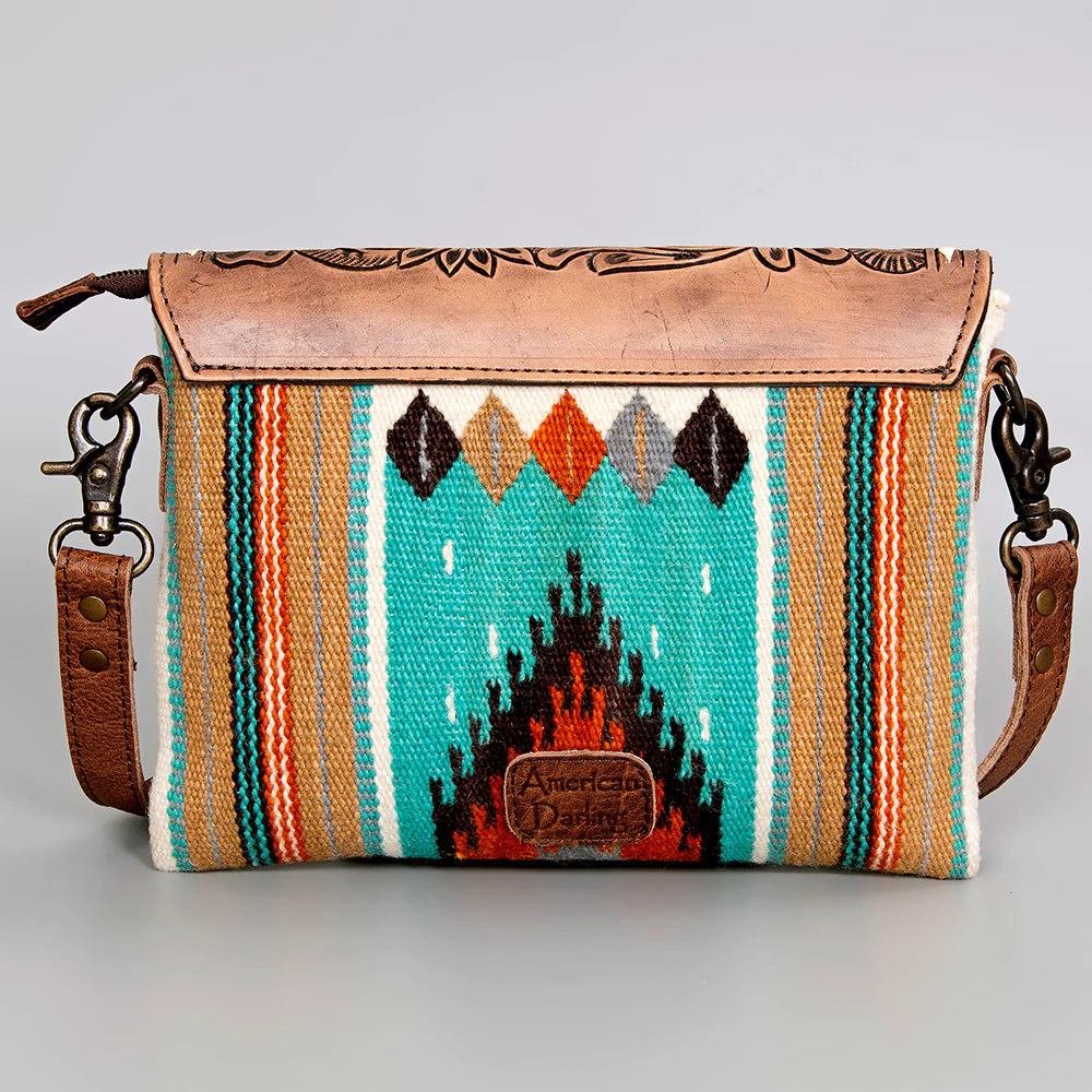 AMERICAN DARLING AZTEC CROSSBODY WITH TOOLED FLAP