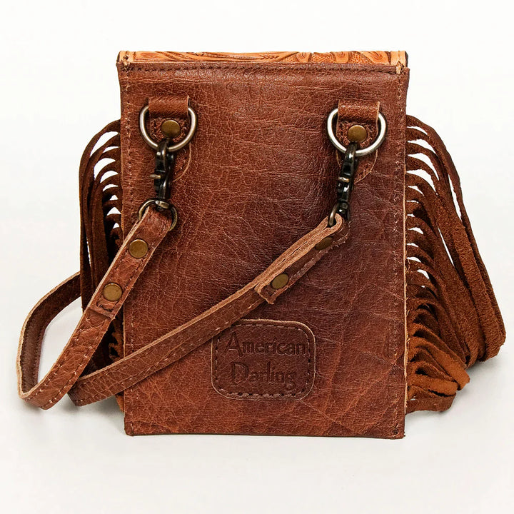 AMERICAN DARLING TOOLED LEATHER CROSSBODY WITH FRINGE