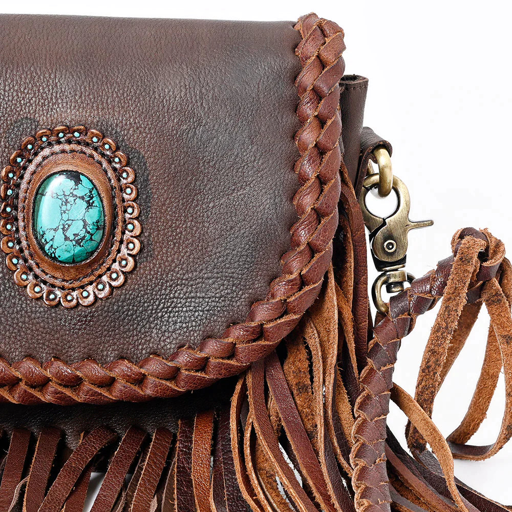 AMERICAN DARLING LEATHER CROSSBODY WITH FRINGE