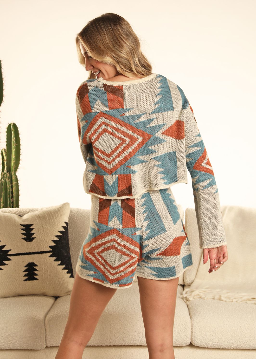 Rock & Roll Denim Womens Lounge Wear - Knit Aztec Sweater