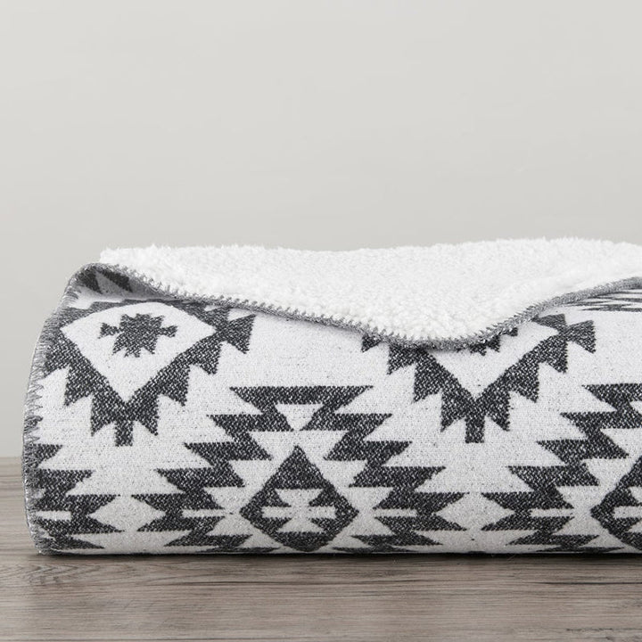 SOUTHWEST AZTEC DESIGN THROW WITH SHERPA BACKING