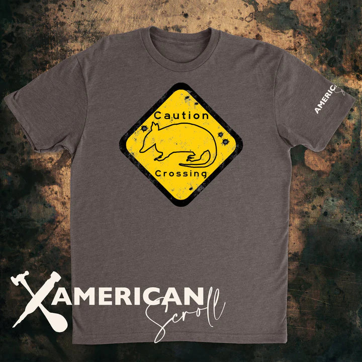 CAUTION ARMADILLO CROSSING - UNISEX TEE SHIRT