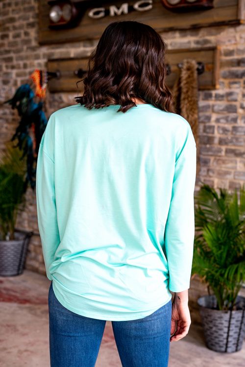 MINT BUTTON DOWN TIE FRONT SHIRT