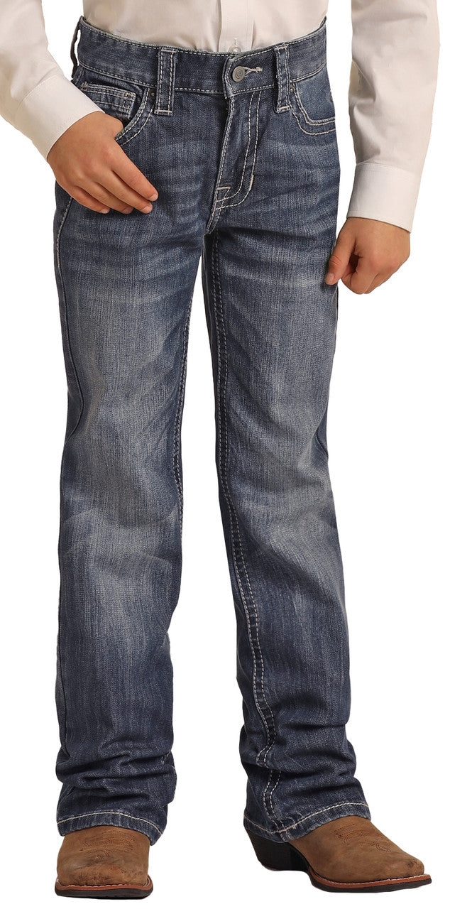 ROCK & ROLL DENIM REGULAR FIT STRETCH BB GUN BOOTCUT JEANS