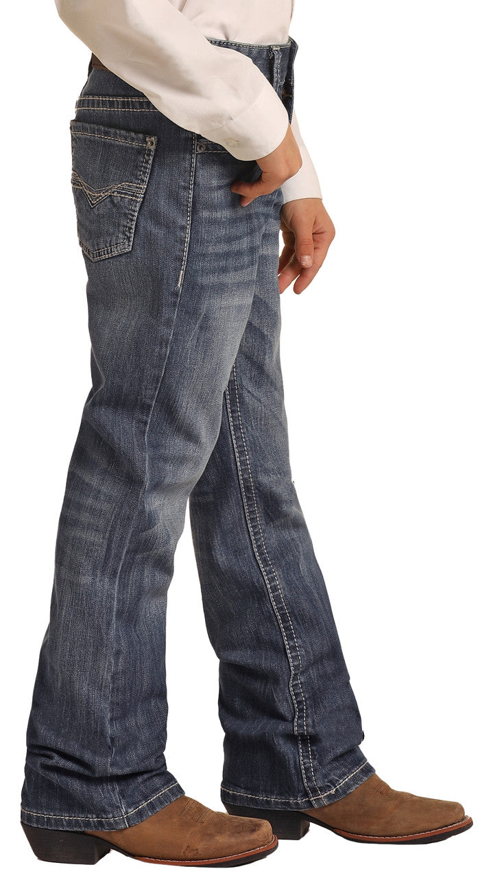 ROCK & ROLL DENIM REGULAR FIT STRETCH BB GUN BOOTCUT JEANS