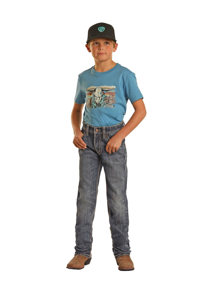 ROCK & ROLL BOY'S VINTAGE DARK WASH REVOLVER JEAN