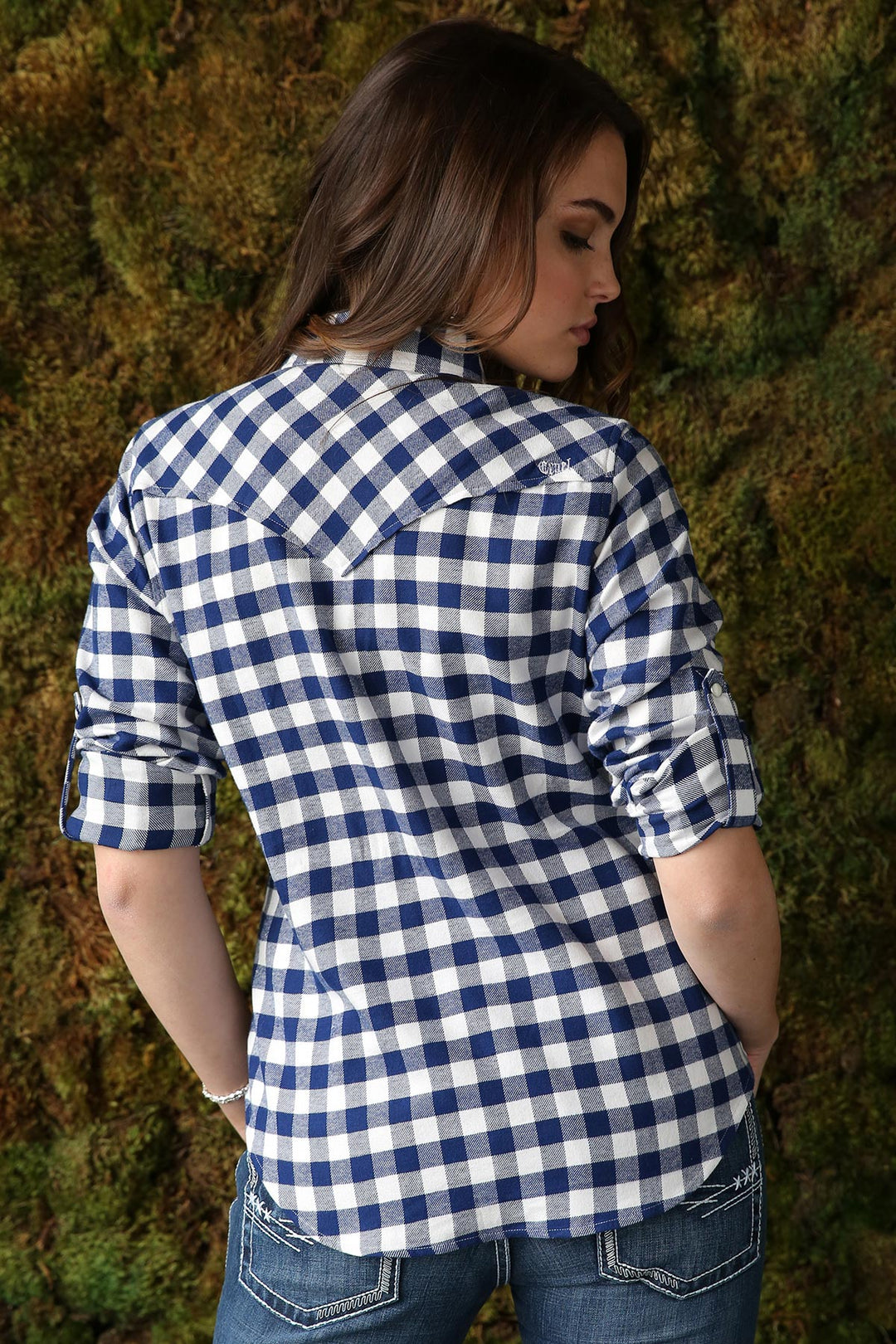 Ladies Cinch Navy Plaid Shirts