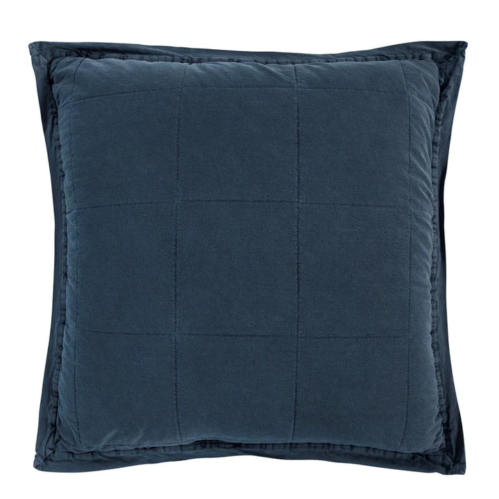 STONEWASHED COTTON CANVAS EURO SHAM in DENIM