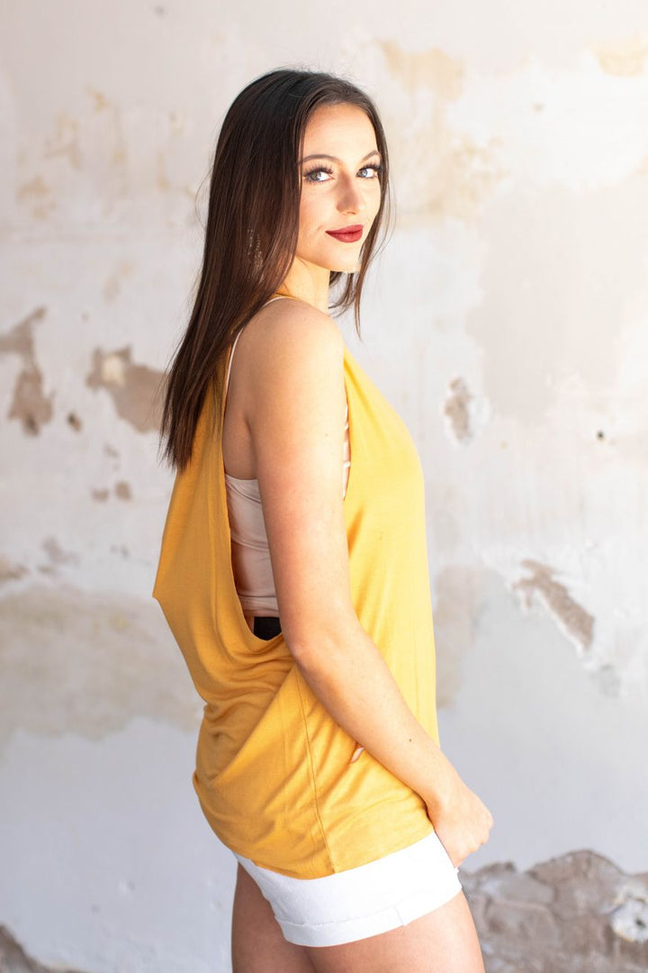 MUSTARD DISTRESSED TANK TOP