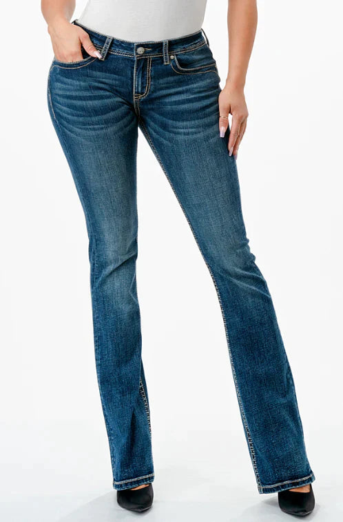 GRACE IN LA WOMEN'S BASIC MID RISE BOOTCUT