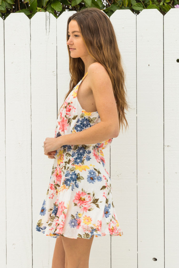 V-NECK MULTICOLOR FLORAL MINI SUNDRESS