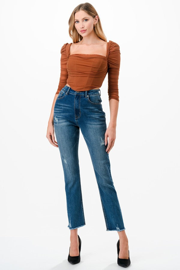 Grace in LA Easyfit Straight Distressed Jeans