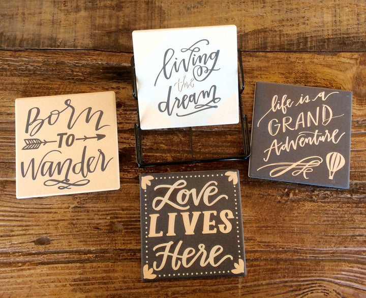 "LIVING THE DREAM" COASTER SET OF 4