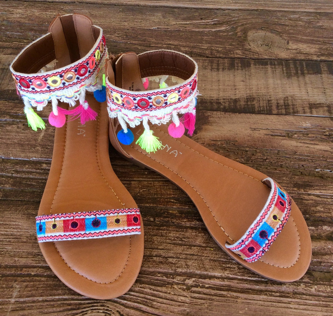 Pompom and Tassel Sandals