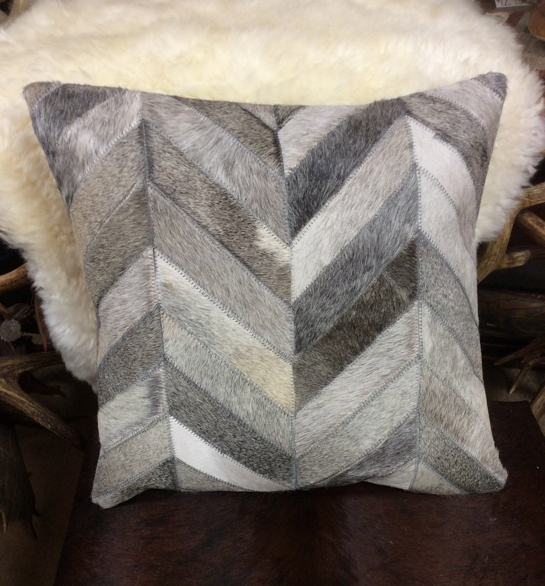 Grey Cowhide Pillow