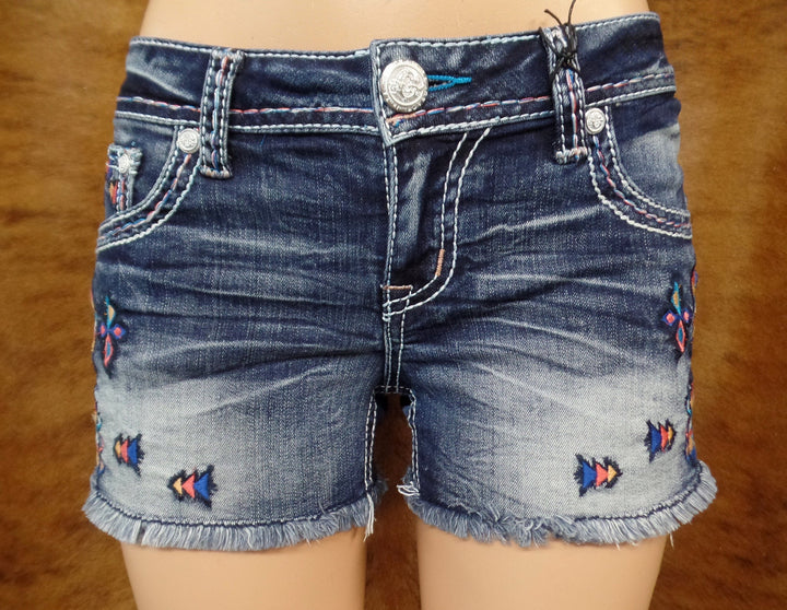 Grace In LA Dark Aztec Stitched Shorts