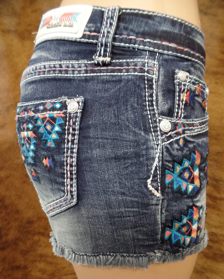 Grace In LA Dark Aztec Stitched Shorts