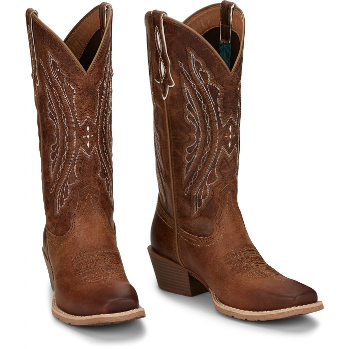 JUSTIN LADIES REIN 12" WESTERN BOOT in WAXY TAN