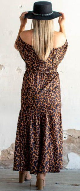 LEOPARD OFF THE SHOULDER MAXI DRESS