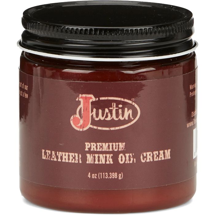 JUSTIN PREMIUM LEATHER MINK OIL CREAM 4 OZ JAR