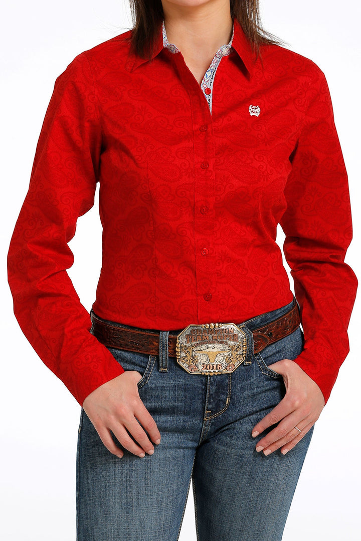 CINCH WOMEN'S BUTTON-DOWN WESTERN SHIRT - RED