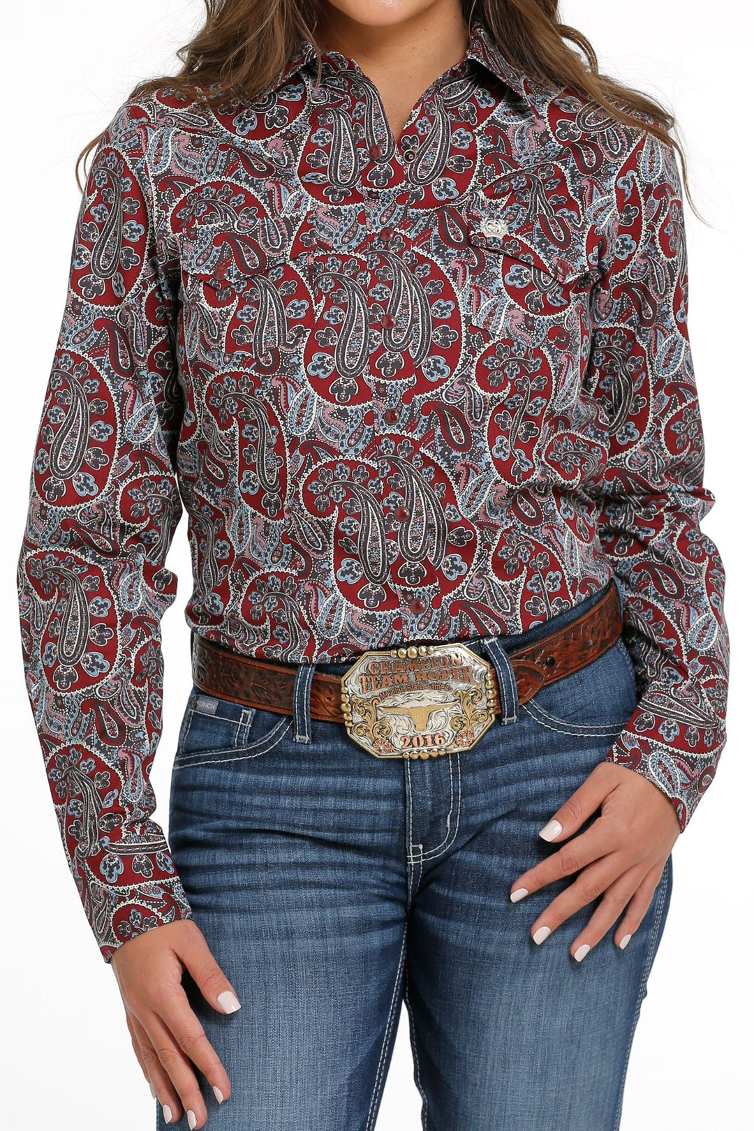 CINCH WOMEN'S SNAP FRONT WESTERN SHIRT - BURGUNDY