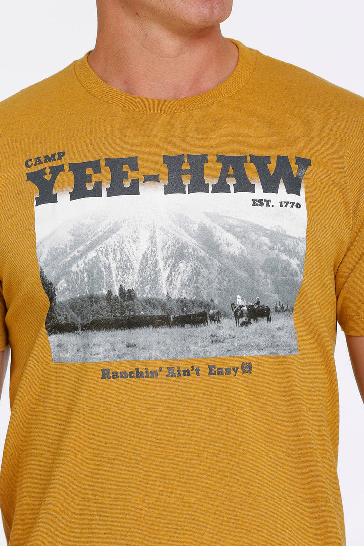 CINCH MEN'S RANCHIN' AIN'T EASY TEE - GOLD