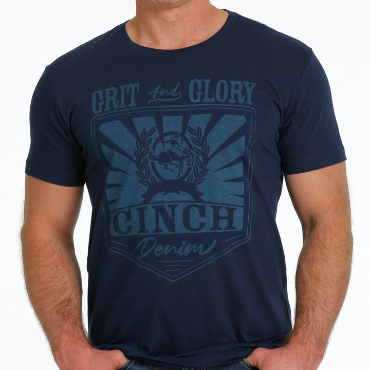 CINCH MEN'S GRIT & GLORY NAVY LOGO TEE