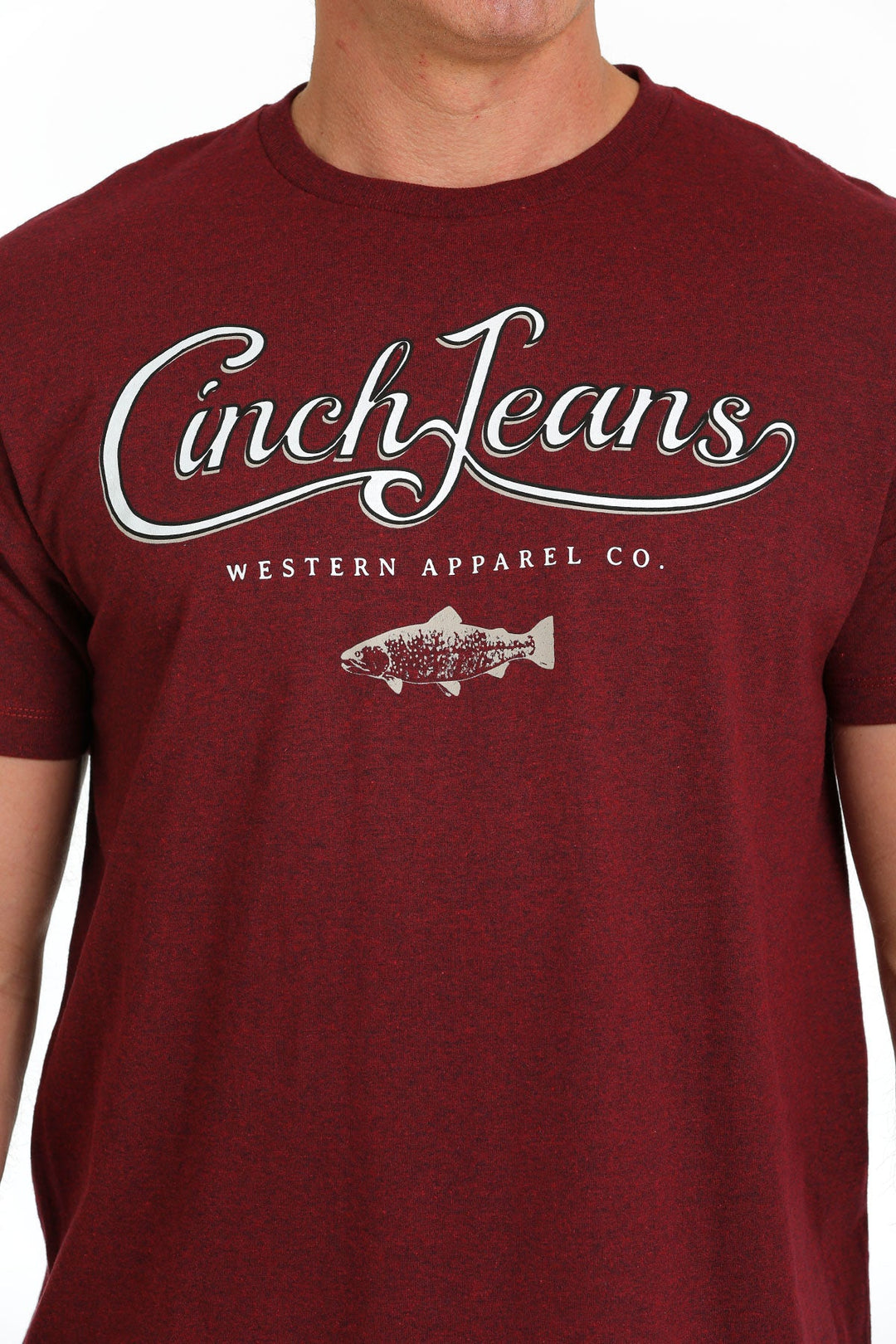 CINCH MENS WESTERN APPAREL TEE - HEATHER BURGUNDY