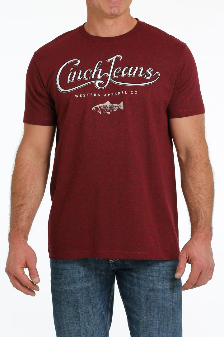 CINCH MENS WESTERN APPAREL TEE - HEATHER BURGUNDY