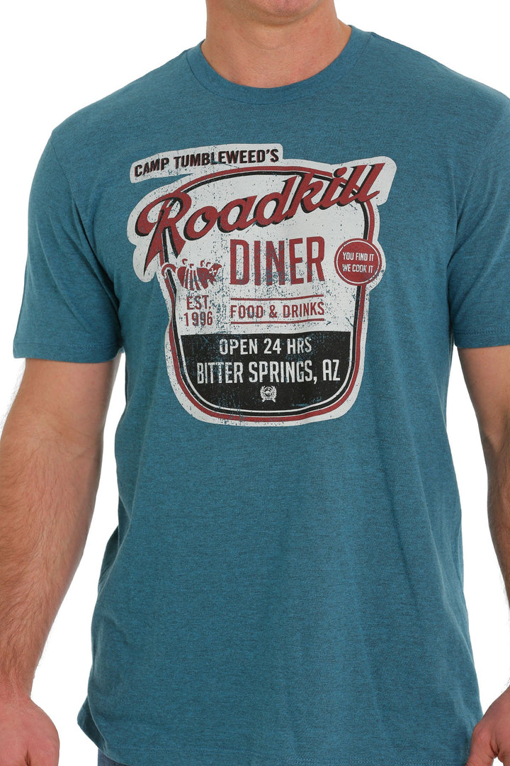 CINCH MEN'S ROADKILL DINER TEE - HEATHER BLUE