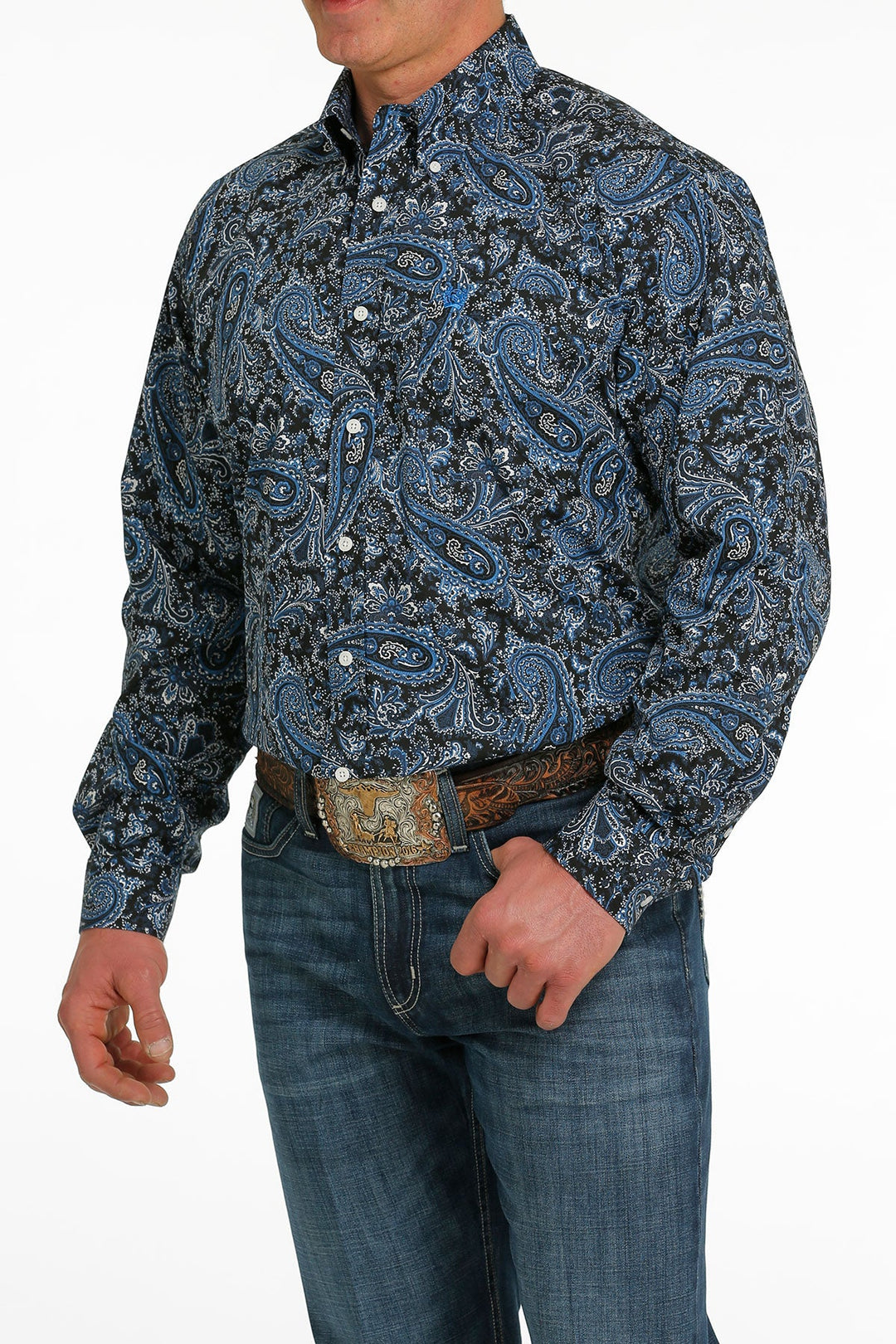 CINCH MEN'S NAVY PAISLEY LONG SLEEVE SHIRT