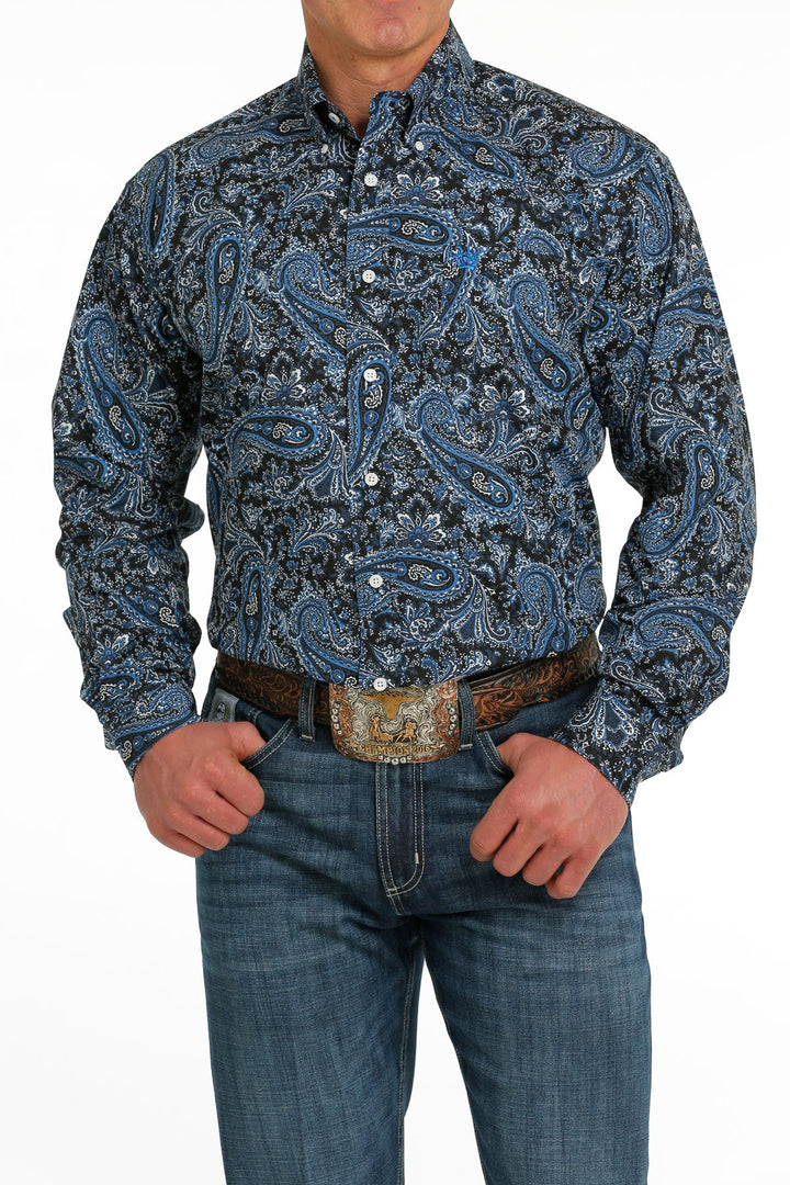 CINCH MEN'S NAVY PAISLEY LONG SLEEVE SHIRT