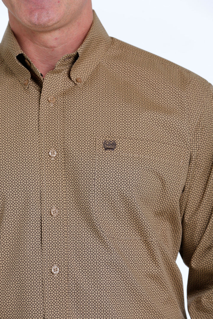 CINCH MEN'S Khaki Print Long Sleeve Western Shirt