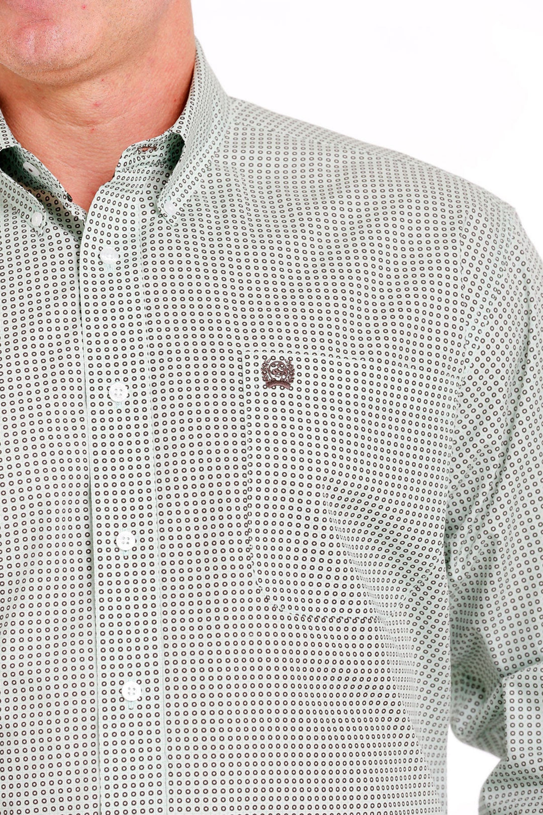 CINCH MEN'S GEOMETRIC PRINT BUTTON-DOWN WESTERN SHIRT - GREEN / GRAY