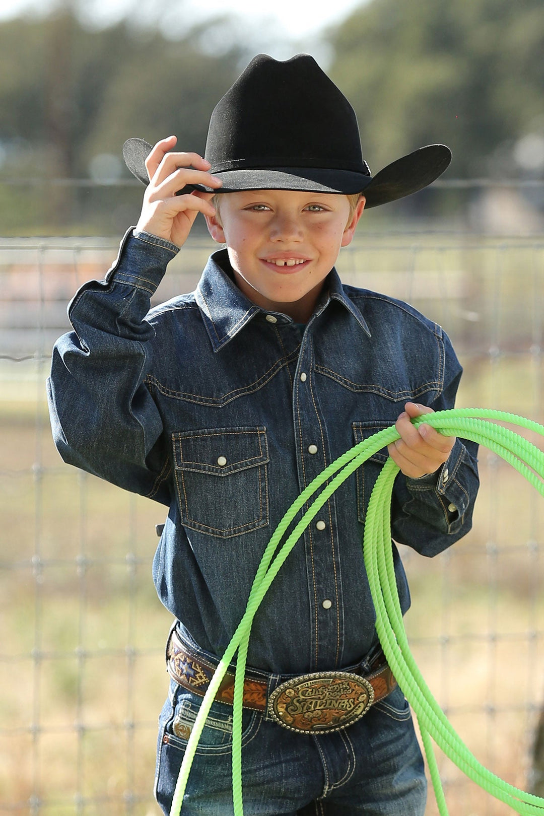 Boys Denim Western Long Sleeve Shirt