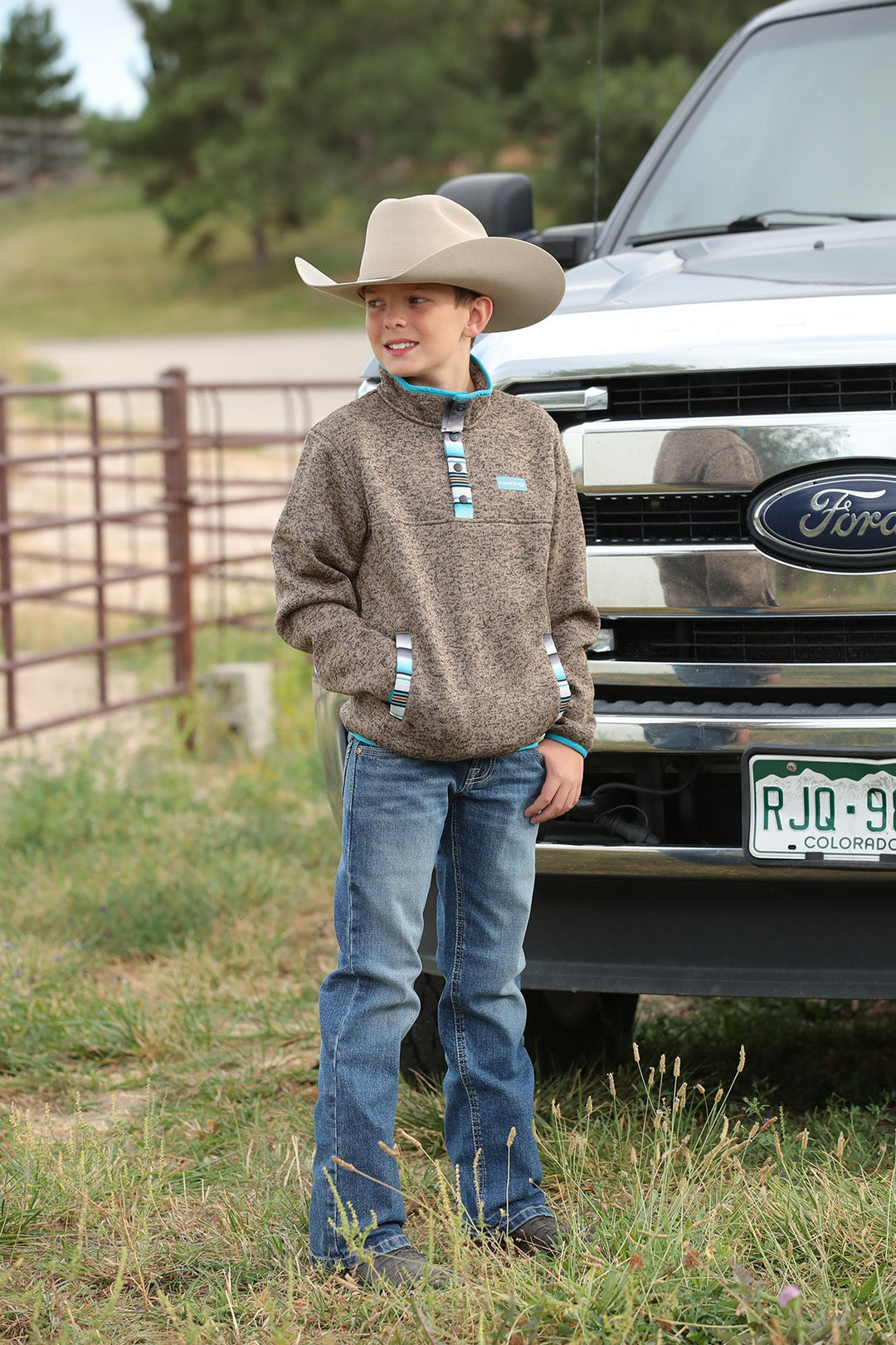 CINCH BOY'S SWEATER KNIT PULLOVER - BROWN