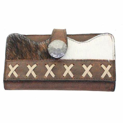 DOUBLE J SADDLERY BRINDLE COWHIDE LADIES WALLET