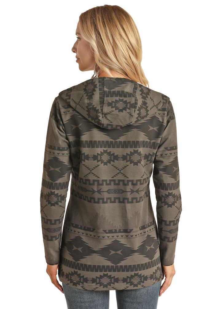 Powder River Black Ladies Aztec Knit Hoodie